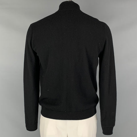 TSE Size L Black Cashmere Zip Up Cardigan
