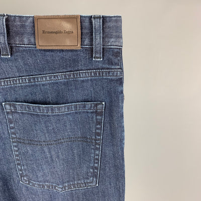 ERMENEGILDO ZEGNA Size 33 Blue Cotton Slim Jeans