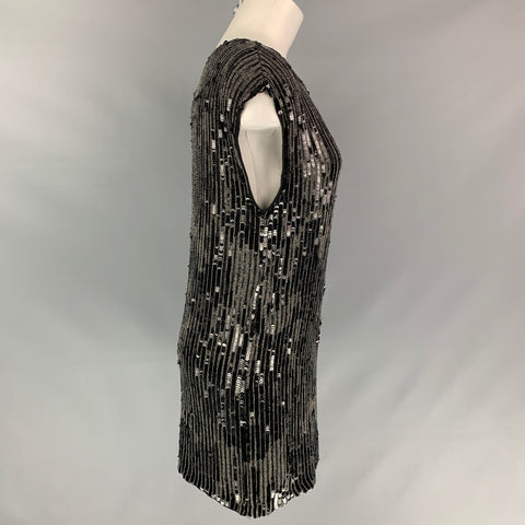 ALLSAINTS SPITALFIELDS Size 2 Black Viscose Beaded Sleeveless Dress
