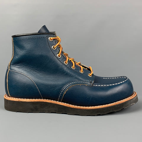 RED WING Size 9.5 Navy Leather Classic Moc Boots