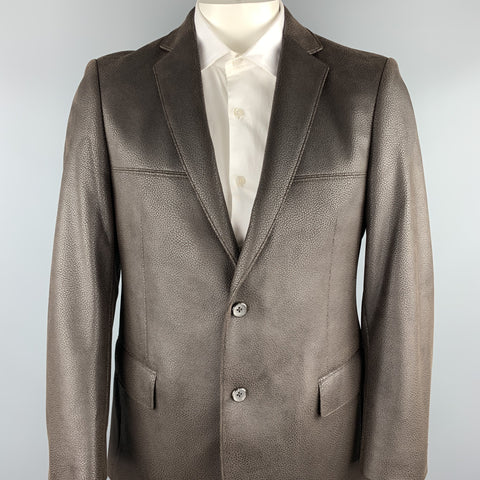 CICCHINI Size 40 Regular Brown Textured Polyester / Polyurthane Sport Coat