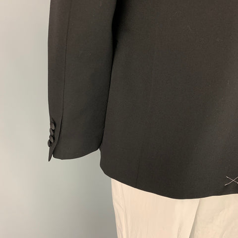 ALEXANDER MCQUEEN Size 44 Black Wool Peak Lapel Sport Coat