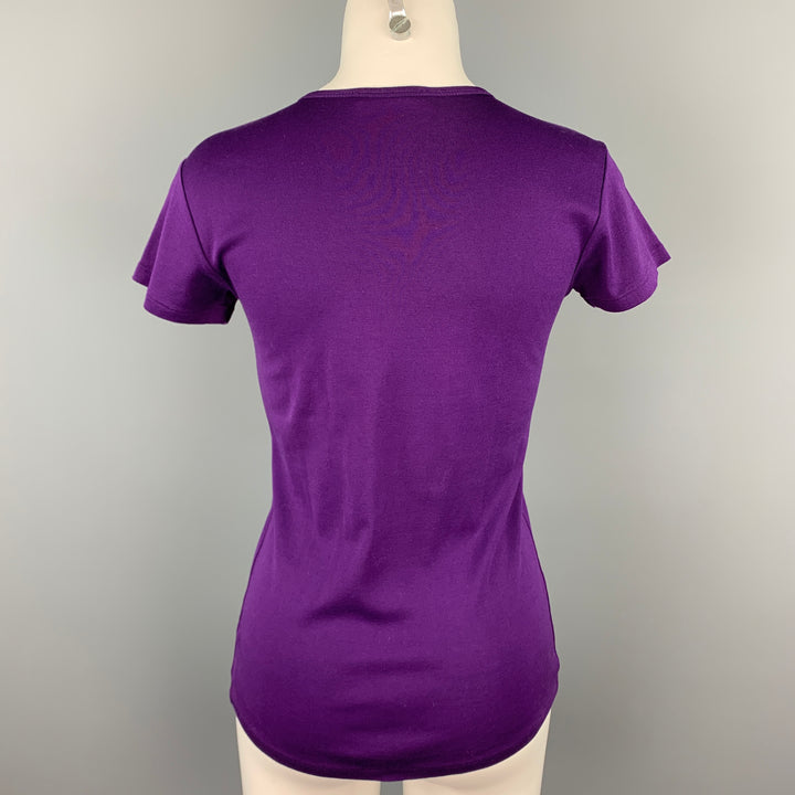 RALPH LAUREN Black Label Taille M T-shirt à col rond en coton mercerisé violet