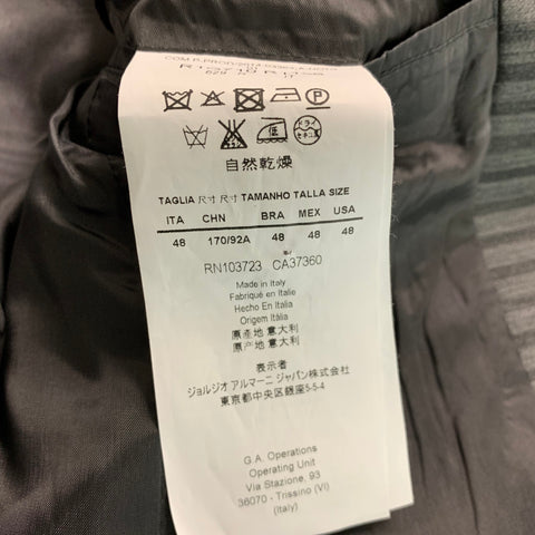 EMPORIO ARMANI Talla 38 Abrigo deportivo con solapa de muesca en mezcla de lana gris carbón
