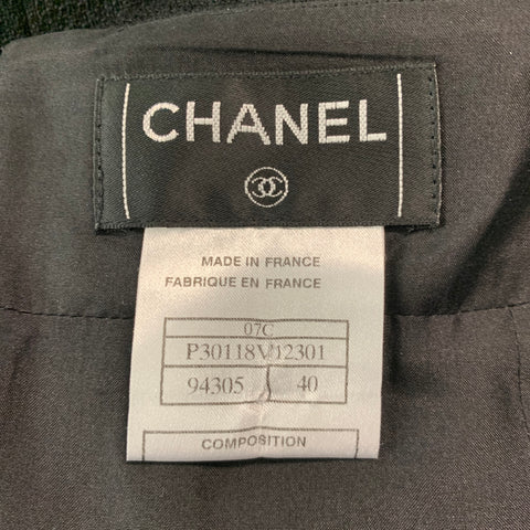CHANEL Size 8 Black Wool Blend Textured Skirt