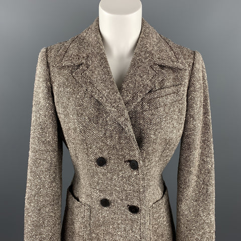 SAMSONITE Taille 8 Veste en mélange de laine tweed marron / blanc