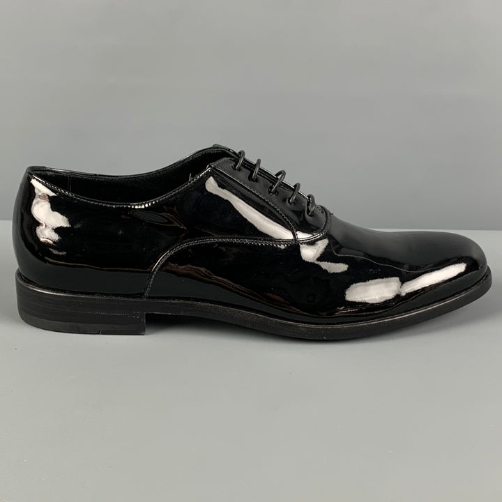 BRIONI Size 9 Black Patent Leather Lace Up Shoes