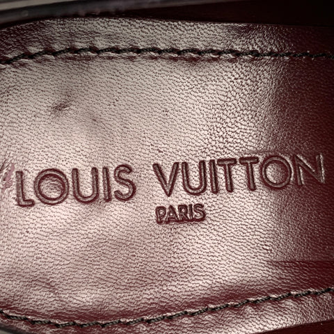 LOUIS VUITTON Size 11.5 Burgundy Antique Leather Monk Strap Loafers
