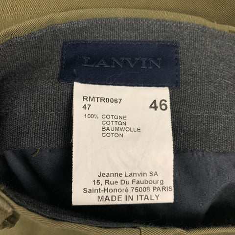 LANVIN Size 30 Olive Cotton Flat Front Casual Pants