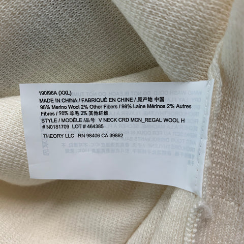 THEORY Size XXL Cream Taupe Merino Wool Blend V-Neck Cardigan