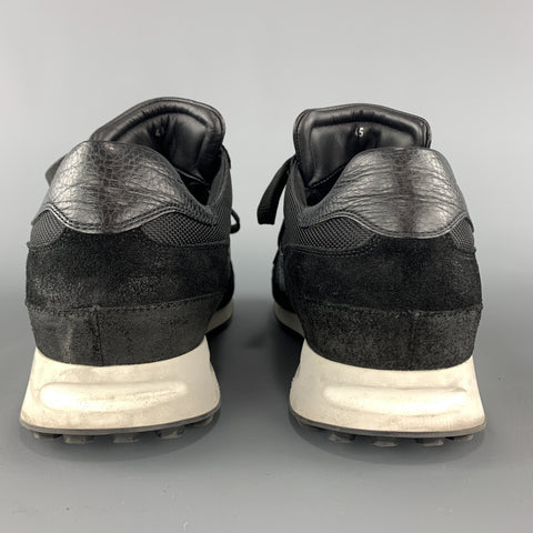 DSQUARED2 Talla 12 Zapatillas con gancho de esquí de lona y cuero en blanco y negro
