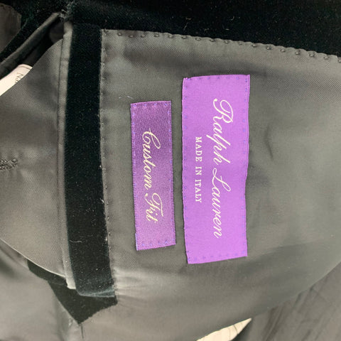 RALPH LAUREN Purple Label Size 38 Black Cotton Velvet Notch Lapel Sport Coat
