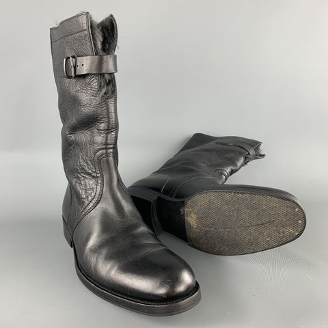 GUCCI by TOM FORD Hombre Talla US 8 / UK 7.5 D Botas de becerro con forro de piel de cuero negro