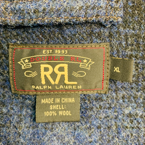 RRL by RALPH LAUREN Size XL Navy Blue Plaid Wool Vest