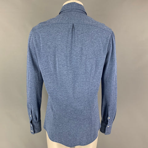 BRUNELLO CUCINELLI Size S Blue Cotton Button Up Long Sleeve Shirt
