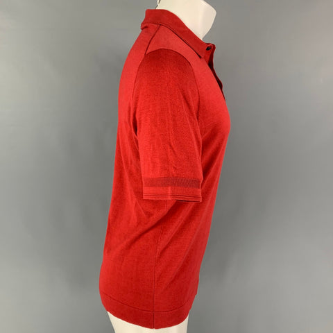 LAB by PAL ZILERI Size M Red Cotton Short Sleeve Polo
