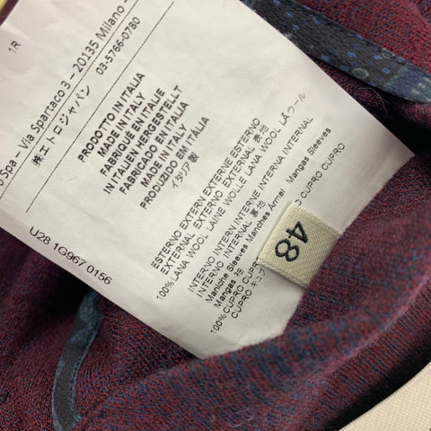 ETRO Size 38 Burgundy Navy Plaid Wool Single Breasted Nuovo Jersey Sport Coat
