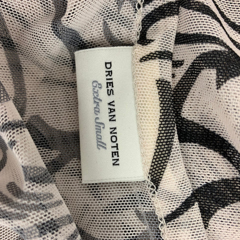 DRIES VAN NOTEN Size XS White Black Polyamide Abstract Casual Top