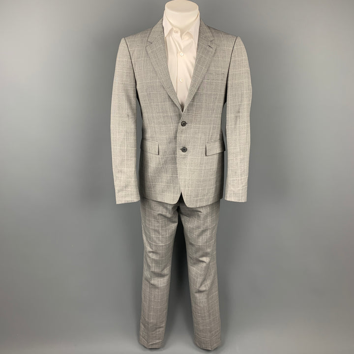 BURBERRY LONDON Size 38 Regular Grey Glenplaid Virgin Wool Suit