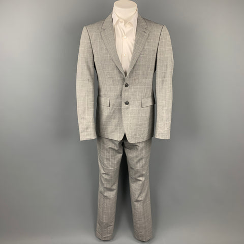 BURBERRY LONDON Talla 38 Regular Gris Glenplaid Traje de lana virgen