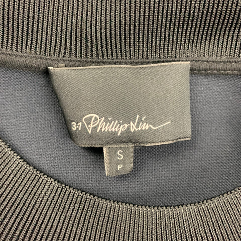 3.1 PHILLIP LIM Taille S Pull à col rond en mélange de polyester à points contrastés bleu marine