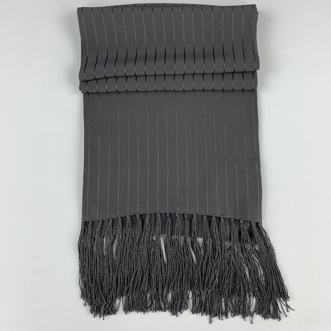 AQUASCUTUM Stripe Black Silk Scarves