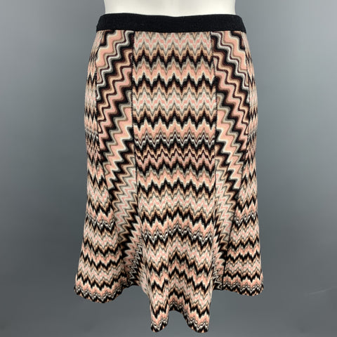 MISSONI Falda acampanada de mezcla de lana en zigzag de punto rosa talla 6