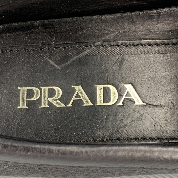PRADA Size 8.5 Black Leather Drivers Loafers