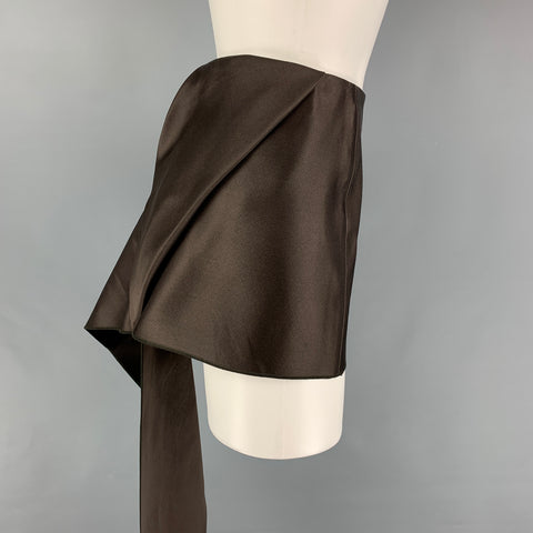 PRADA Talla 4 Minifalda de seda satinada doble marrón