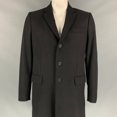 GIVENCHY Size 42 Black Wool Blend Notch Lapel Coat