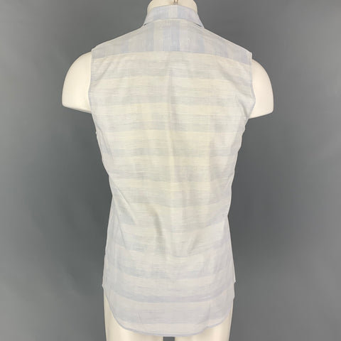 MAISON MARGIELA Size XS Light Blue White Plaid Cotton Short Sleeve Shirt