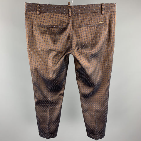 DSQUARED2 Pantalon habillé court en soie jacquard marron taille 8
