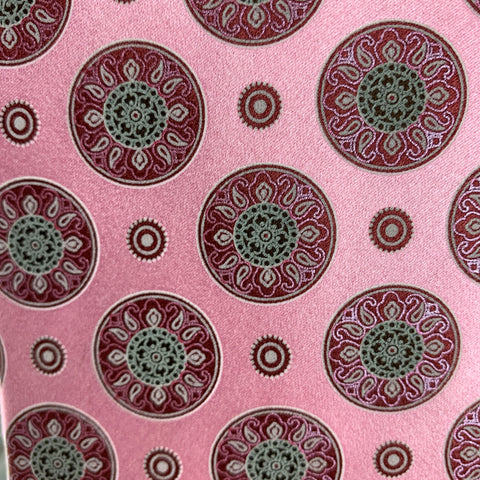 ERMENEGILDO ZEGNA Pink White Circles Silk Tie
