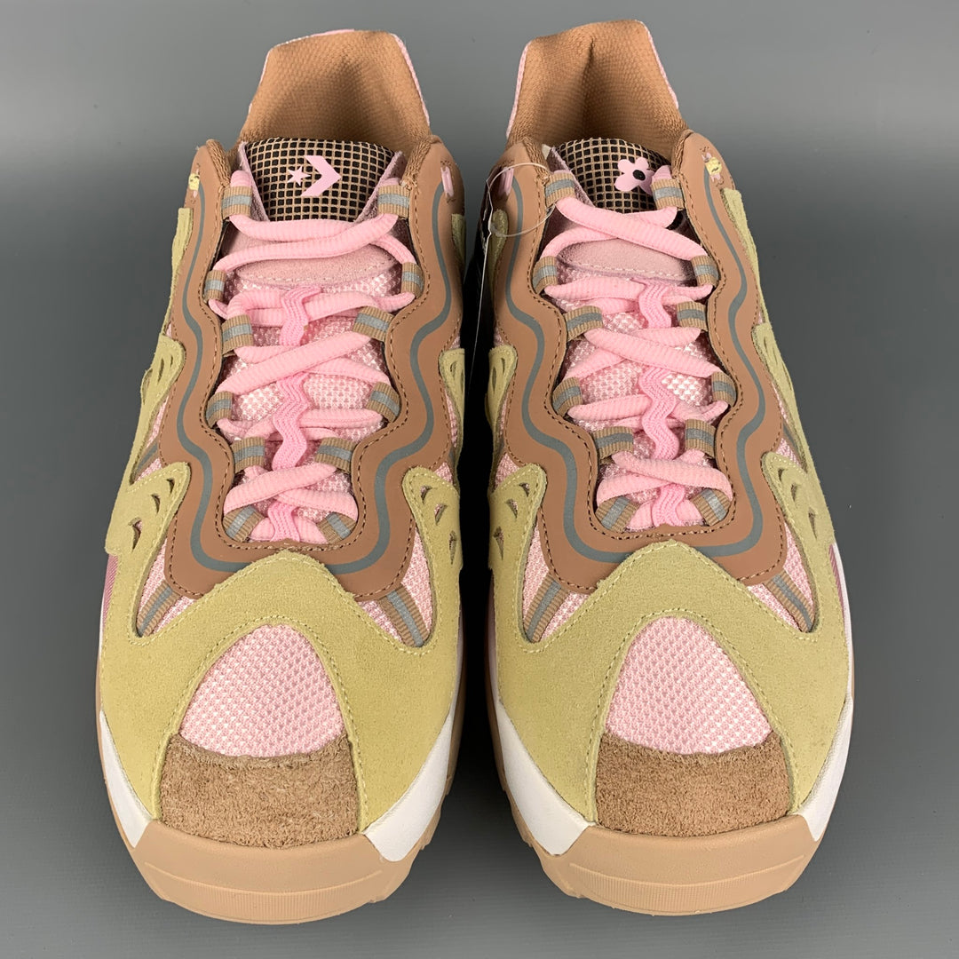 CONVERSE x GOLF Le Fleur Gianno Talla 11 Zapatillas de deporte de cuero de dos tonos en color rosa canela