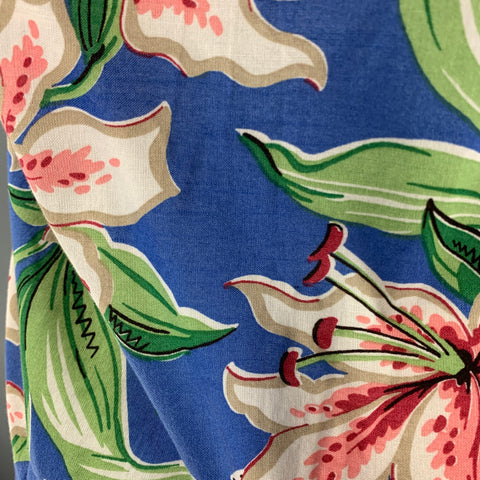 POLO by RALPH LAUREN Size S Blue Green Floral Spread Collar Short Sleeve Shirt