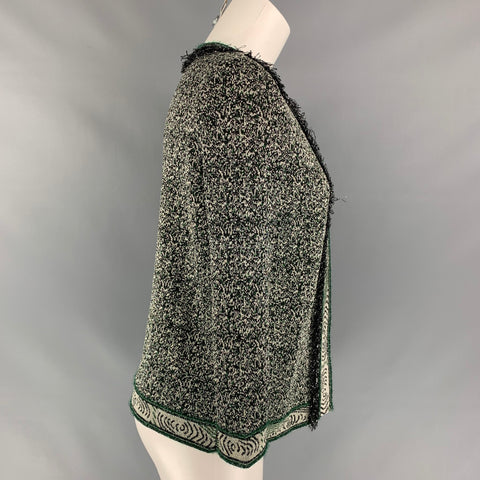 M MISSONI Size 2 Green & Silver Knitted Acetate Blend Cardigan