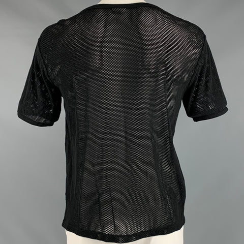 DRIES VAN NOTEN Size XL Black Mesh Cotton Crew-Neck T-shirt