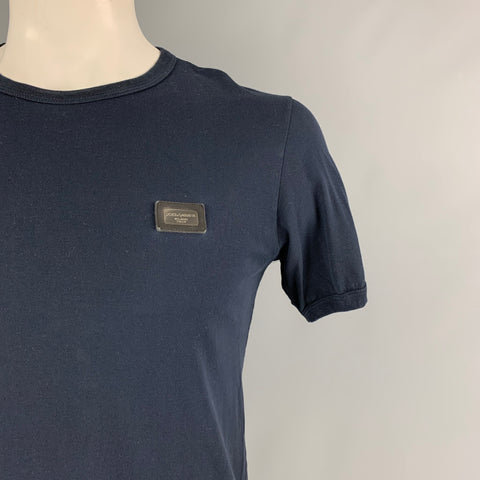 DOLCE & GABBANA Size M Navy Cotton Crew-Neck T-shirt