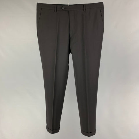 DOLCE &amp; GABBANA Talla 36 Pantalón de vestir con bragueta y cremallera en mezcla de lana negra