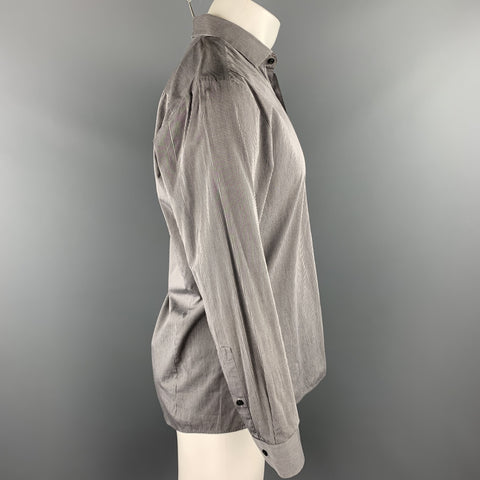 HUGO BOSS Size M Grey Stripe Cotton Blend Button Up Long Sleeve Shirt
