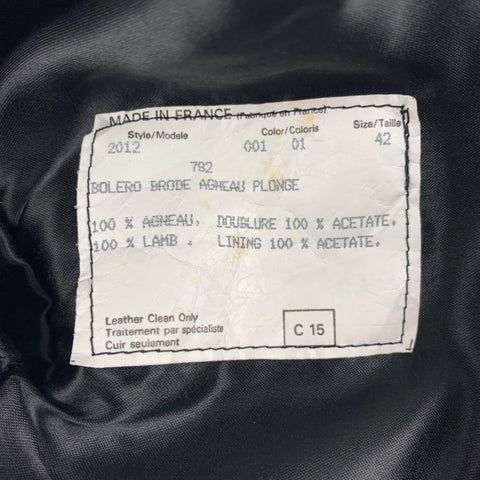 CLAUDE MONTANA Talla 10 Chaqueta corta con flecos de cuero negro