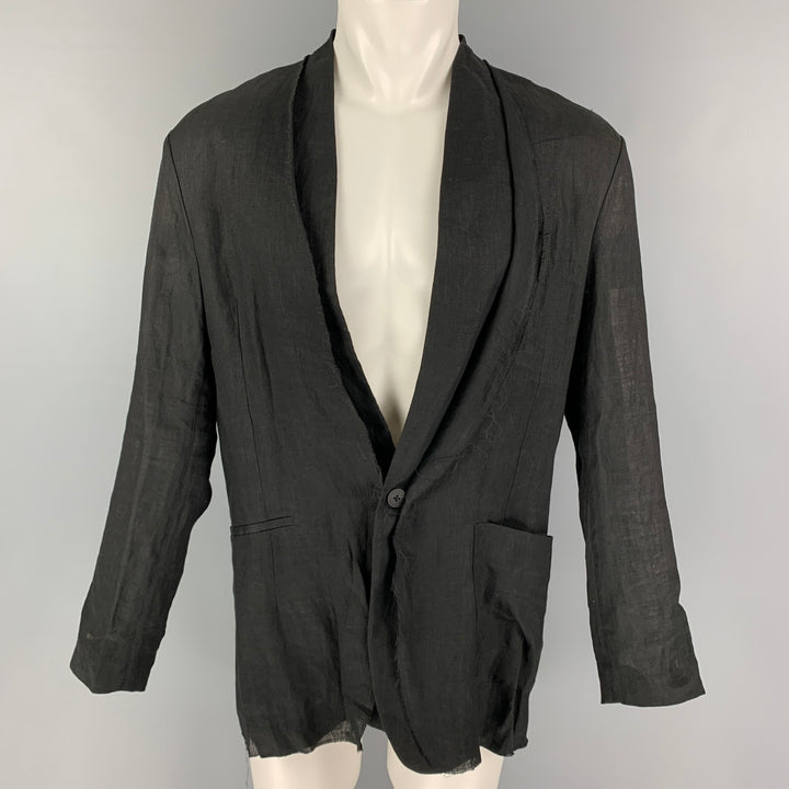ISABEL BENENATO SS 17 Size 40 Black Mixed Fabrics Flax Jacket