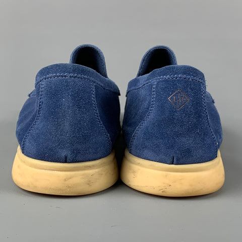 LORO PIANA Size 10 Blue Suede Slip On Summer Walk  Loafers