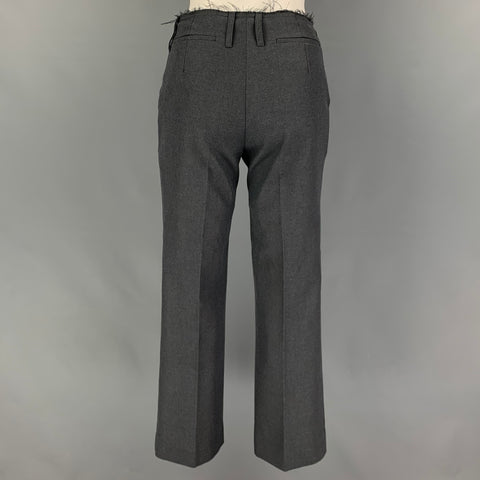 ROKH Talla S Pantalón de vestir de sarga gris con borde sin rematar