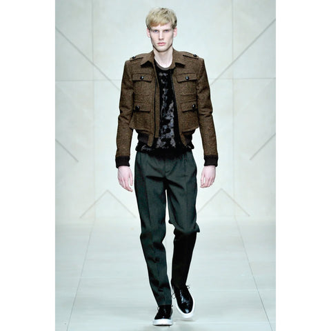 BURBERRY PRORSUM Fall 2011 Size 36 Brown Tweed Wool Zip Up Jacket