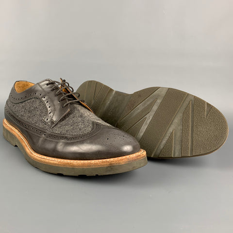 PAUL SMITH Size 9.5 Gray Leather Wingtip Lace Up Shoes