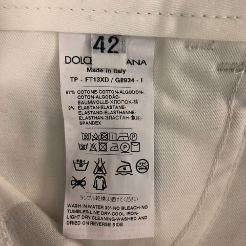 DOLCE & GABBANA Size 6 White Black Cotton & Elastane Dots Jeans