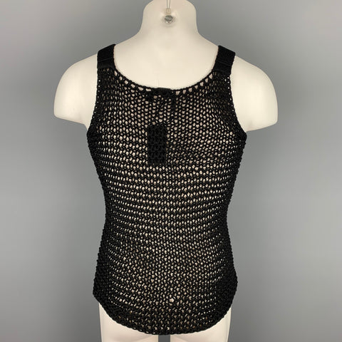 CALVIN KLEIN COLLECTION Size XS Black Knitted Cotton Fishnet Tank Top