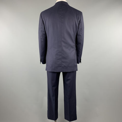 DAVID AUGUST Taille 40 Marine &amp; Rose Rayé Laine Peak Revers 34 x 30 Costume
