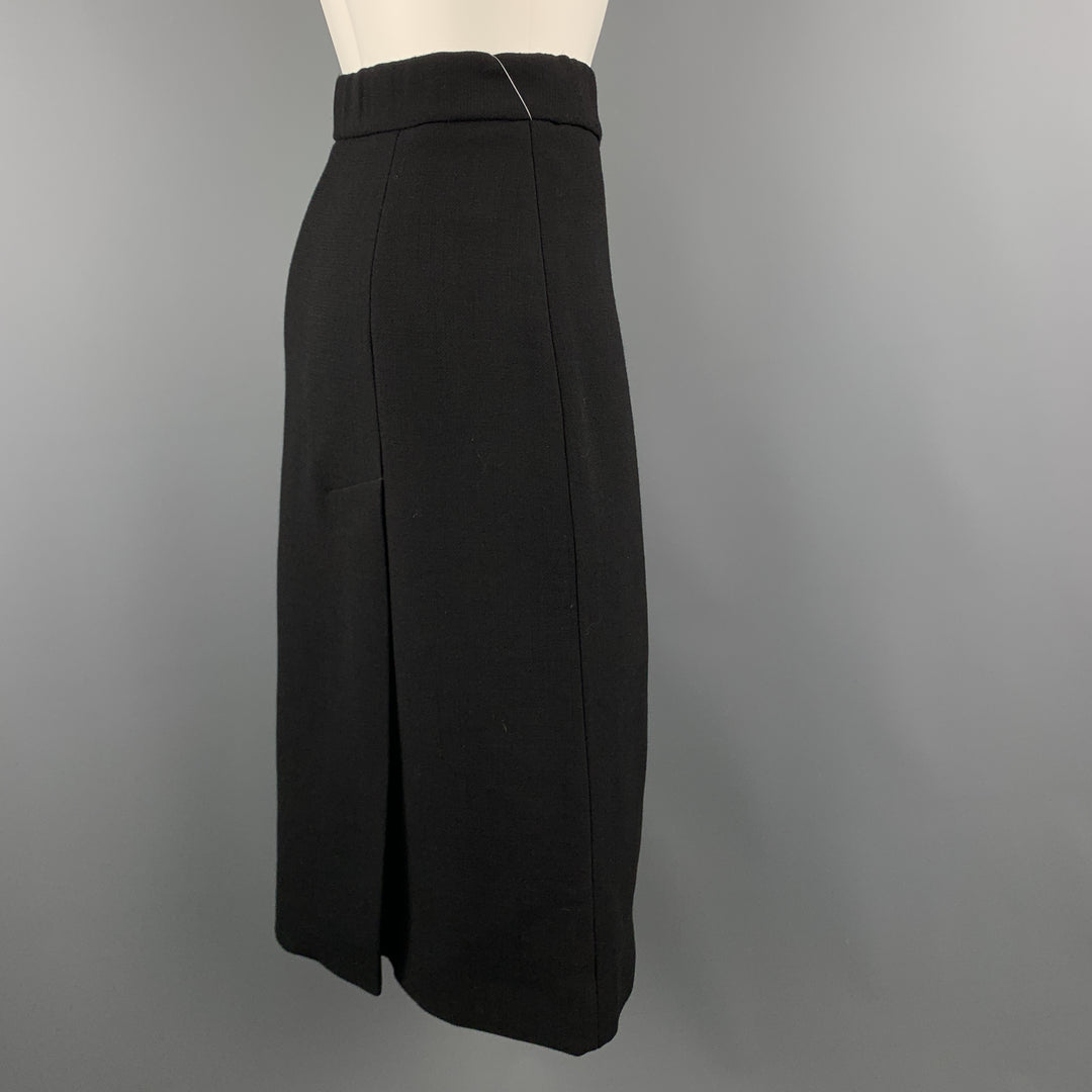 MARNI Size M Black Wool A Line Slit Skirt